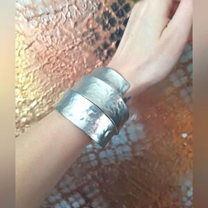 Zara Silvertone Statement Cuff Bracelet